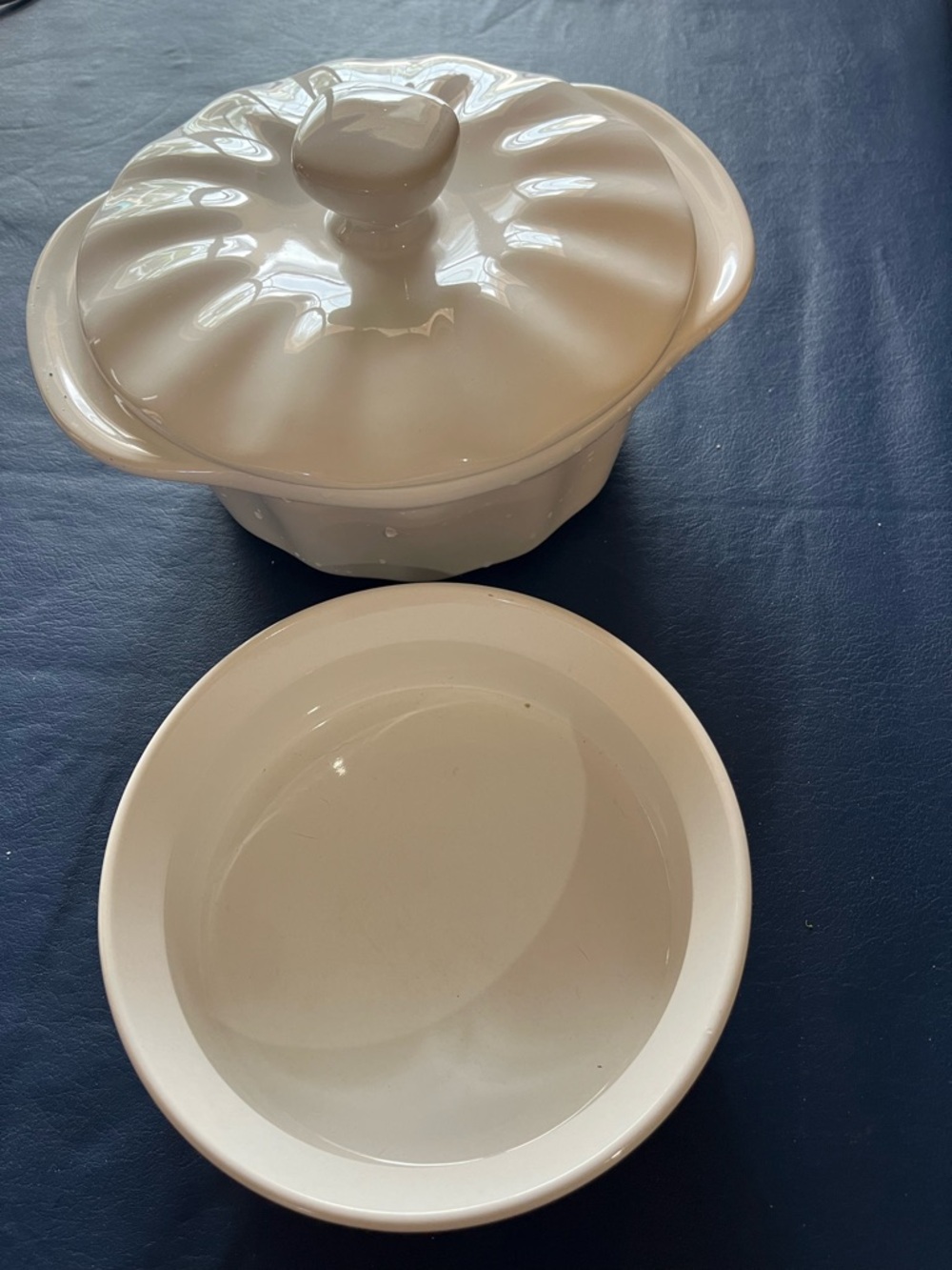 White Ceramic Covered Casserole Dish with Serving Bowl